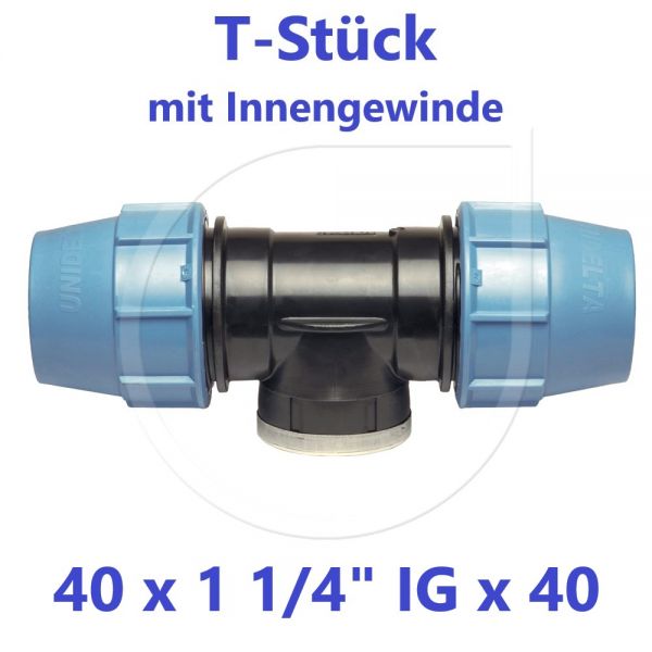 UNIDELTA Klemmverbinder T-Stück mit Innengewinde 40 x 11/4" x 40