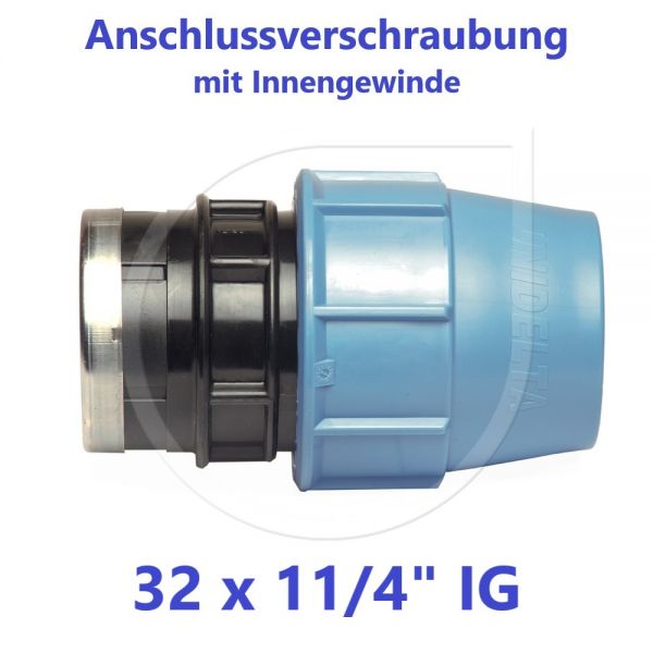 UNIDELTA Klemmverbinder Anschlussverschraubung mit Innengewinde 32 x 11/4"