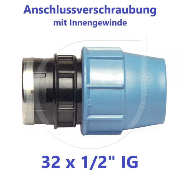 UNIDELTA Klemmverbinder Anschlussverschraubung mit Innengewinde 32 x 1/2"