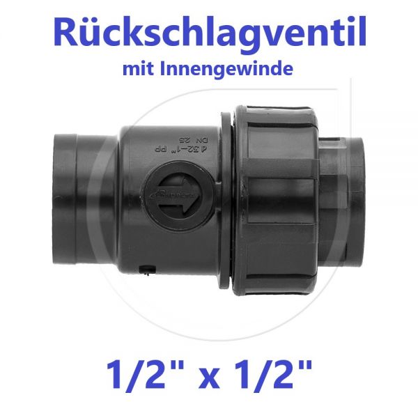 UNIDELTA Klemmverbinder Rückschlagventil mit Innengewinde 1/2" IG x 1/2" IG